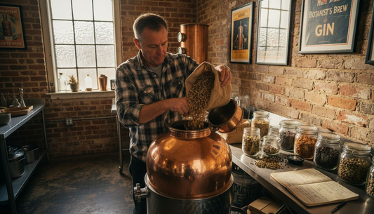 Distiller preparing botanicals for gin infusion