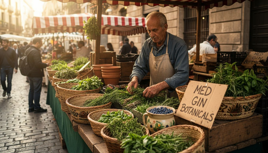 Vendor arranging Mediterranean gin botanicals