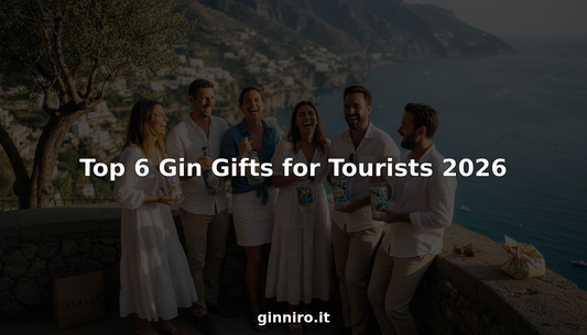 Tourists exchanging Mediterranean gin bottles with coastal view