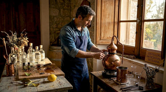 Il mastro distillatore supervisiona la caldaia nella distilleria artigianale.