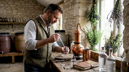 Il mastro distillatore supervisiona ogni fase della produzione del gin artigianale dal carattere mediterraneo.