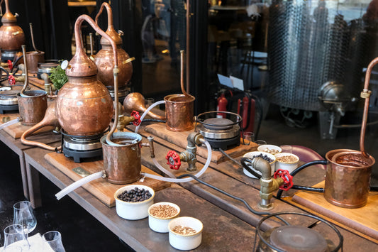 Alambicchi in rame e botaniche per la distillazione artigianale del gin